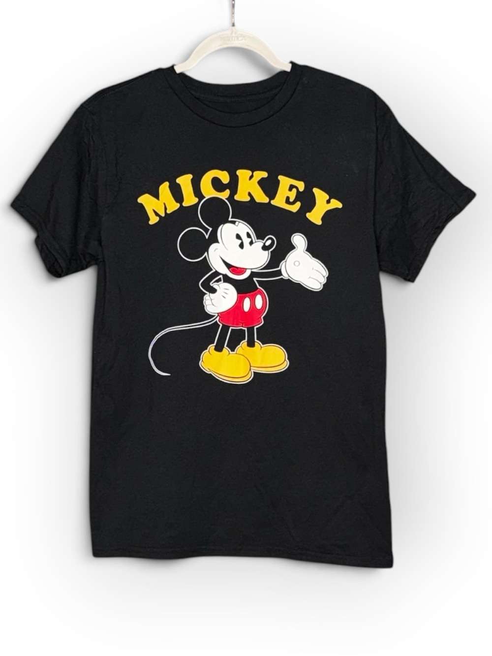 Disney Mickey Mouse Black Graphic T-Shirt Classic Cartoon Womens Size Medium EUC